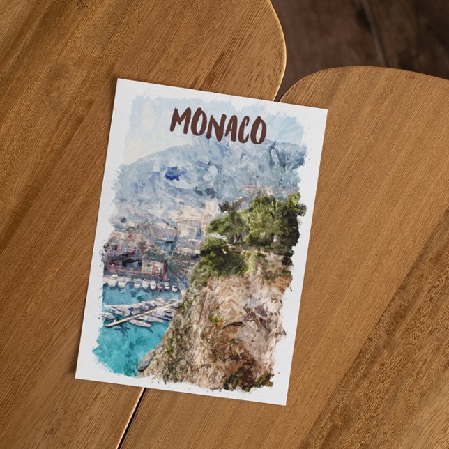 Monaco Retro Travel Port View Vykort (monaco monte carlo postcard)