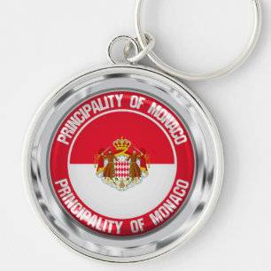 Monaco Round Emblem Rund Silverfärgad Nyckelring
