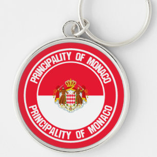 Monaco Round Emblem Rund Silverfärgad Nyckelring