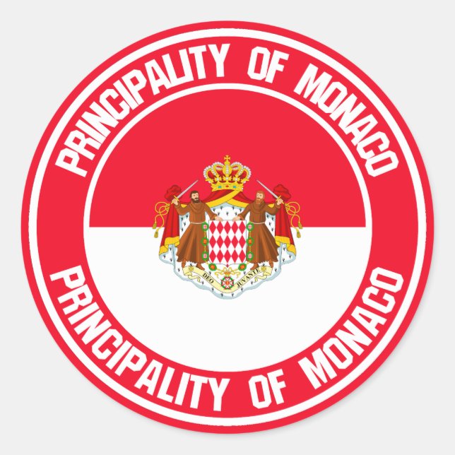 Monaco Round Emblem Runt Klistermärke (Framsida)
