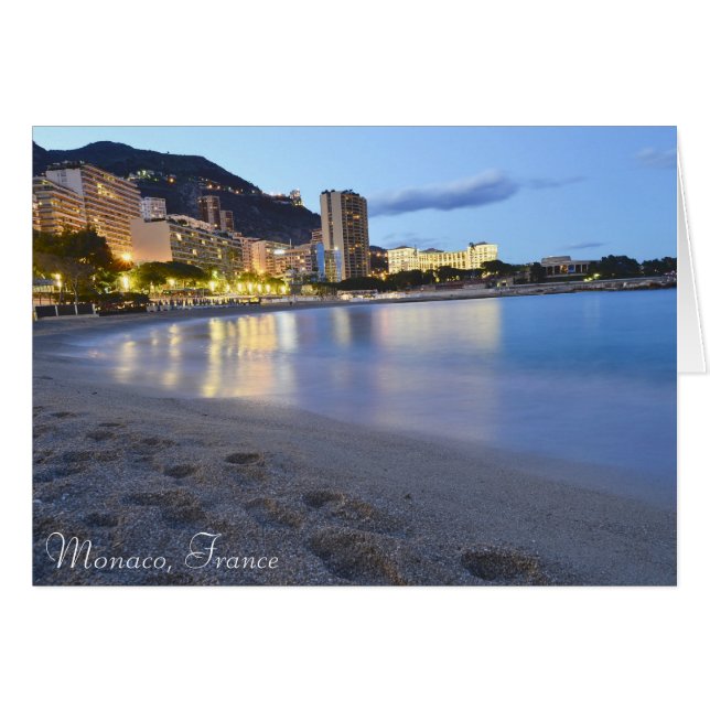 Monaco-stranden på natten hälsningskort (Framsidan Horizontal)