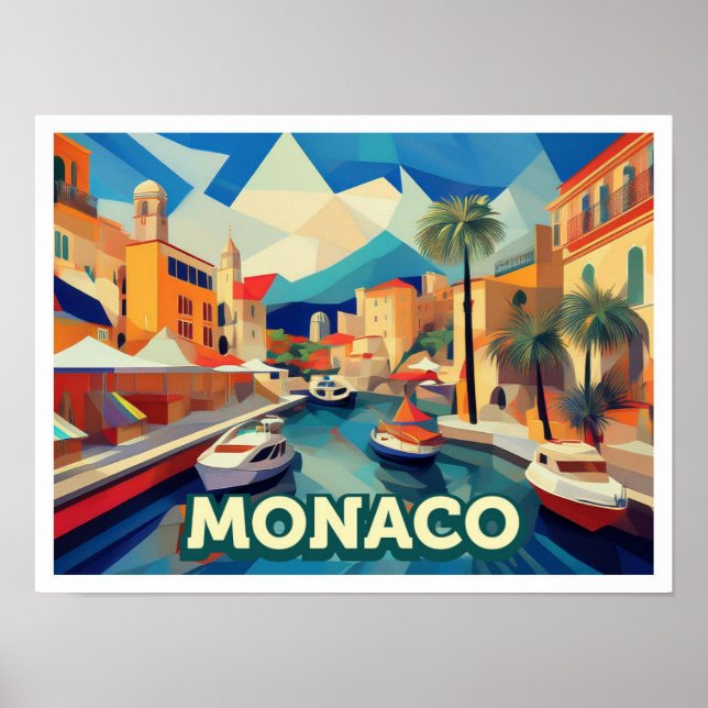 Monaco Travel konstnärligt färgad Poster (Framsidan)