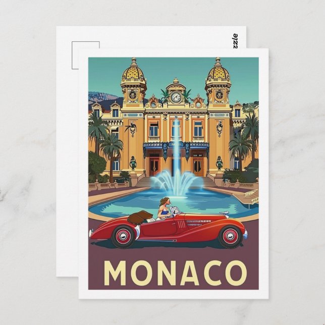 Monaco Vintage Berömd Travel Ställe Vykort (Fram/baksida)