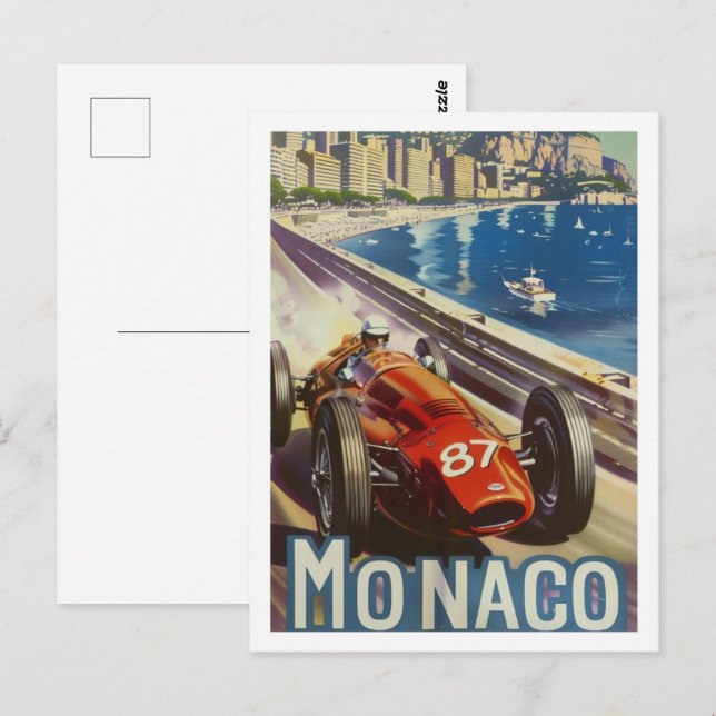 Monaco Vintage Berömd Travel Ställe Vykort (Fram/baksida)