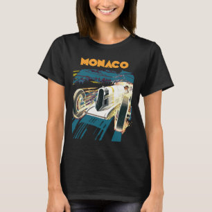 Monaco Vintage Racing Car Blå Resa T Shirt