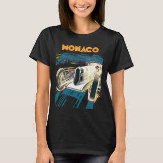 Monaco Vintage Racing Car Blå Resa T Shirt