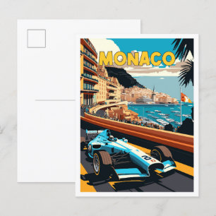 Monaco vintage resor illustration vykort