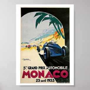 Monaco vintage resoraffisch poster