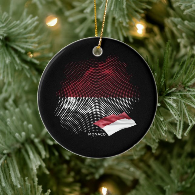 Monacos flagga julgransprydnad keramik (Träd)