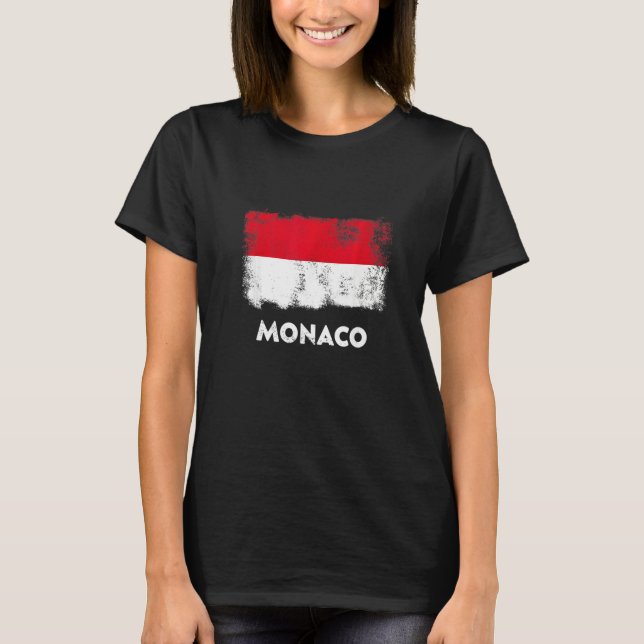 Monacos flagga     t shirt (Framsida)