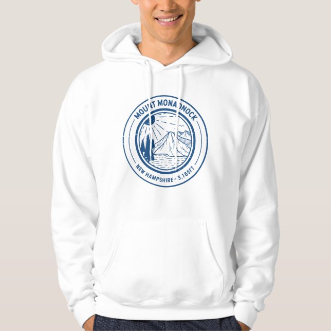 Monadnock New Hampshire Hiking Skiing Travel Hoodie (Framsida)