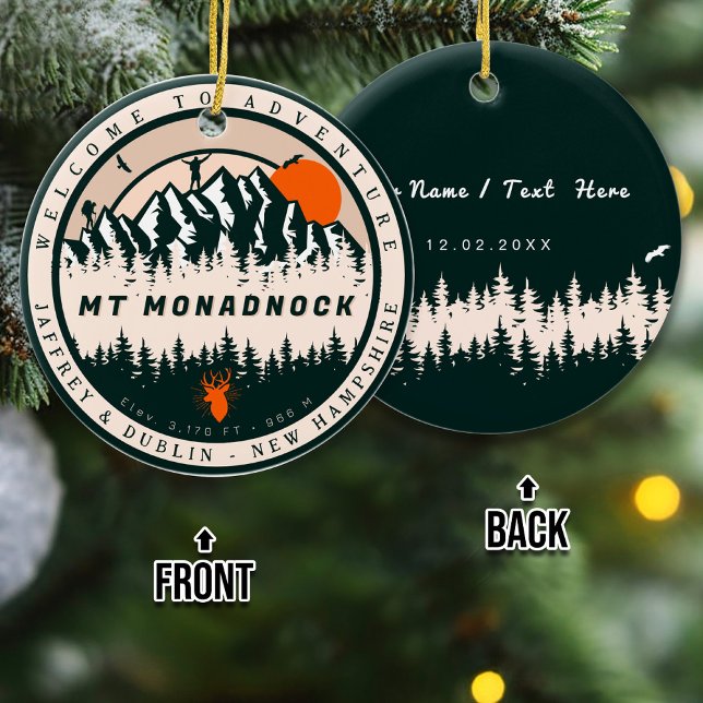 Monadnock New Hampshire Hiking Souvenir Julgransprydnad Keramik (Skapare uppladdad)