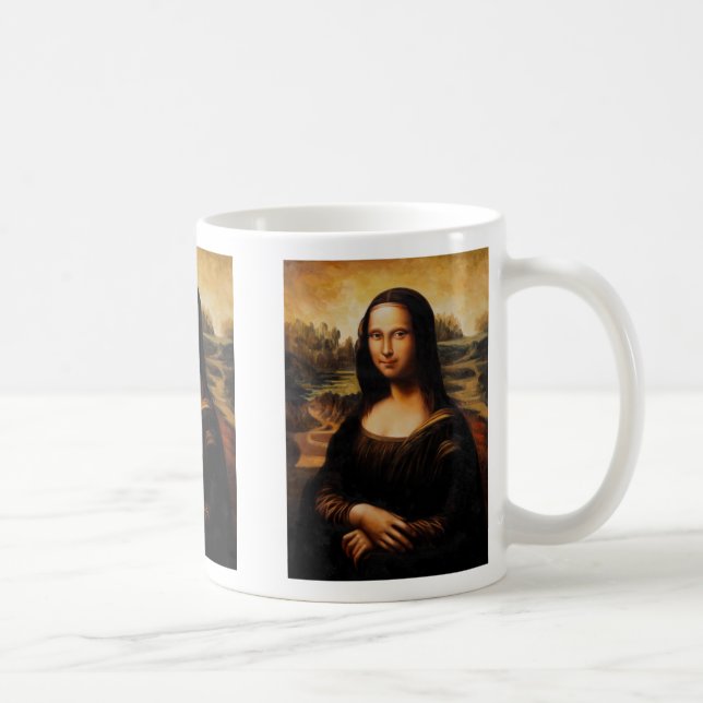 Monaen Lisa av Leonardo Da Vinci Kaffemugg (Höger)