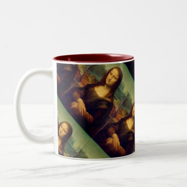 Monaen Lisa av Leonardo Da Vinci Två-Tonad Mugg (Vänster)