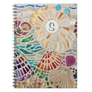 Monagrammed Beach Mosaic Anteckningsbok