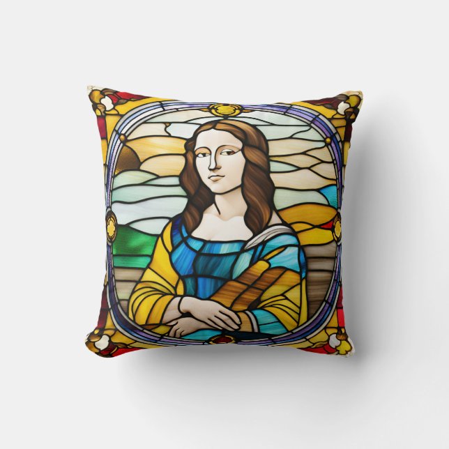 Monalisa Stached Glass Art Stil Kudde (Framsida)