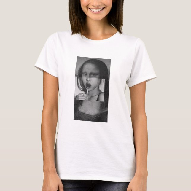 Monalisa with a Lollipop T-Shirt B&W (Framsida)