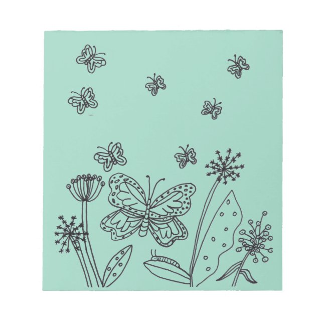 Monarch Butterflies and Flowers Note Pad Anteckningsblock (Framsida)