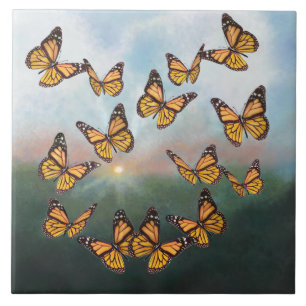 Monarch Butterflies at Dawn Design Kakelplatta