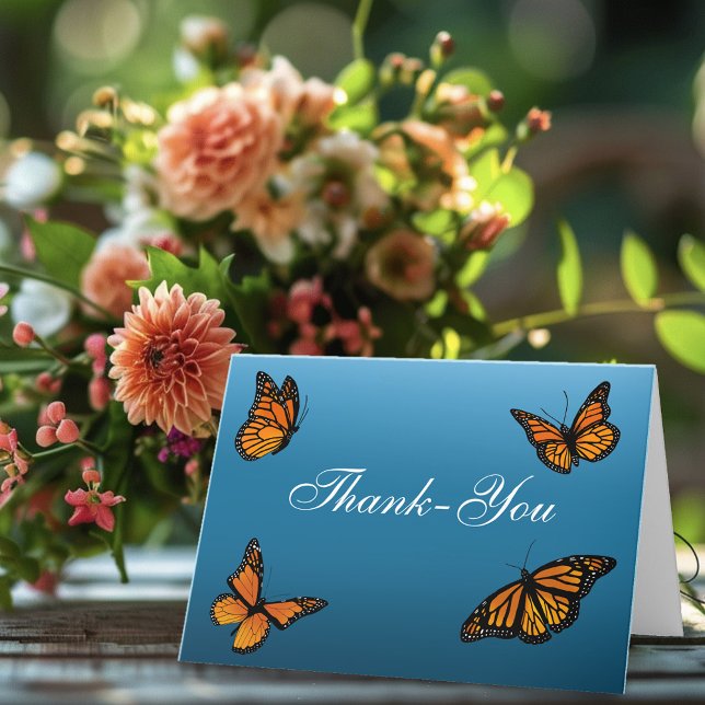 Monarch Butterflies Blue Ombre Tack Kort (Skapare uppladdad)
