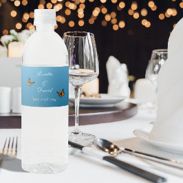 Monarch Butterflies Blue Ombre Vattenflaskor Etikett