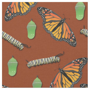 Monarch Butterflies Caterpelars Fabric Tyg