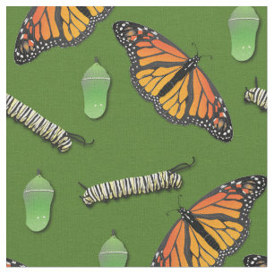 Monarch Butterflies Caterpelars Fabric Tyg