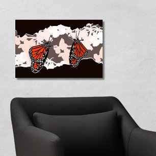 Monarch Butterflies Matande på växtarum i Svan Poster