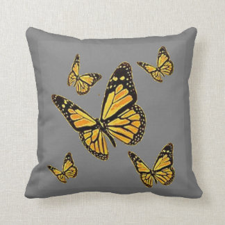 MONARCH BUTTERFLIES MÖNSTER GRÅTT ART KUDDE