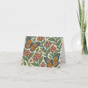 Monarch Butterflies och Milkweed Flowers Tack Kort