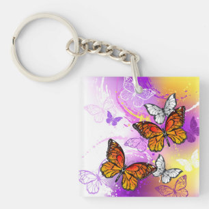 Monarch Butterflies on Lila Background