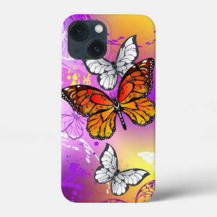 Monarch Butterflies on Lila Background