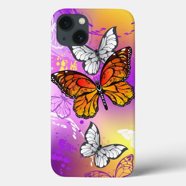 Monarch Butterflies on Lila Background (Baksida)