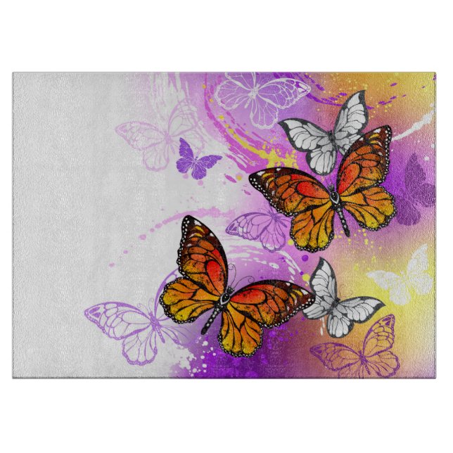 Monarch Butterflies on Lila Background (Framsidan)