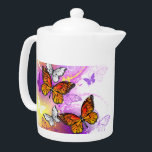 Monarch Butterflies on Lila Background<br><div class="desc">Orange,  detaljrik monarksmörgås på ljus,  lila,  bildskärpa,  målad bakgrund.</div>