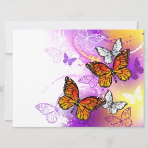 Monarch Butterflies on Lila Background