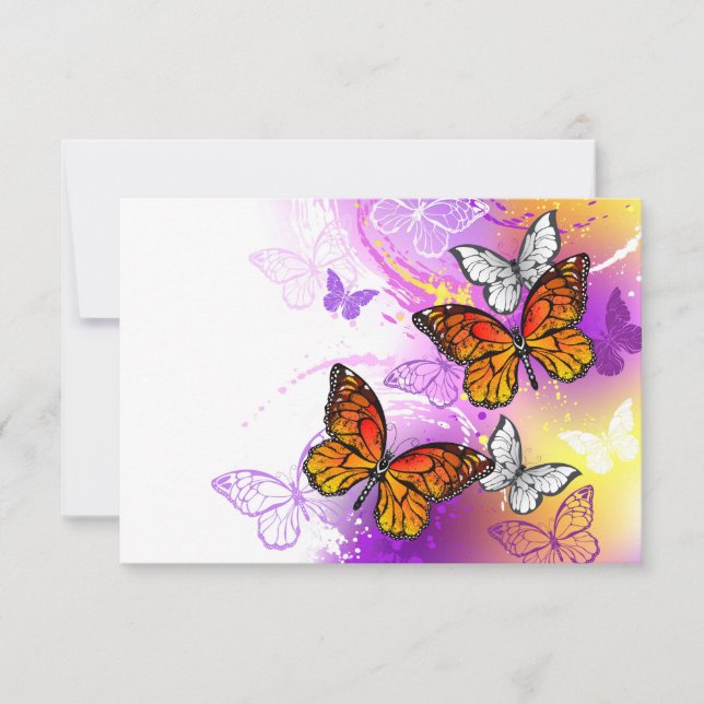 Monarch Butterflies on Lila Background Anteckningskort (Framsida)