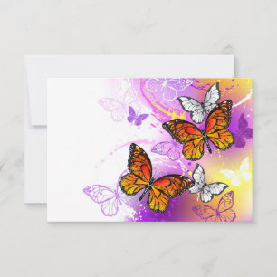 Monarch Butterflies on Lila Background Anteckningskort