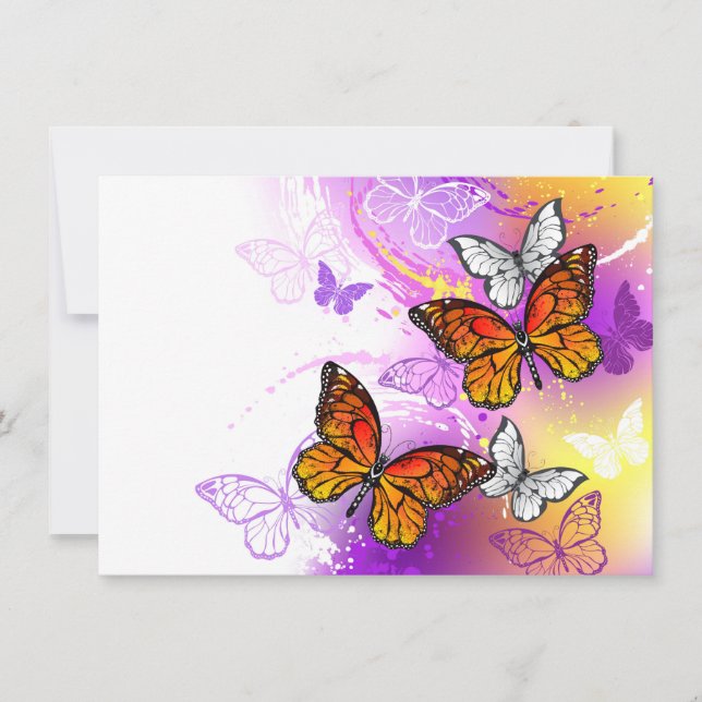 Monarch Butterflies on Lila Background Anteckningskort (Framsida)