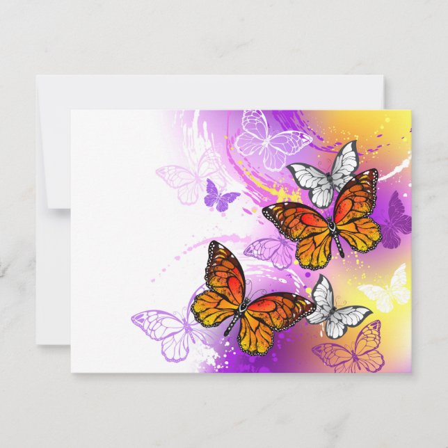 Monarch Butterflies on Lila Background Anteckningskort (Framsida)
