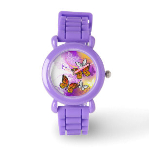 Monarch Butterflies on Lila Background Armbandsur