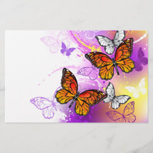 Monarch Butterflies on Lila Background Brevpapper