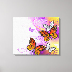 Monarch Butterflies on Lila Background Canvastryck