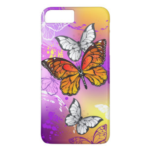 Monarch Butterflies on Lila Background