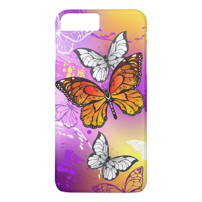 Monarch Butterflies on Lila Background Case-Mate iPhone Skal (Baksida)