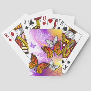 Monarch Butterflies on Lila Background Casinokort