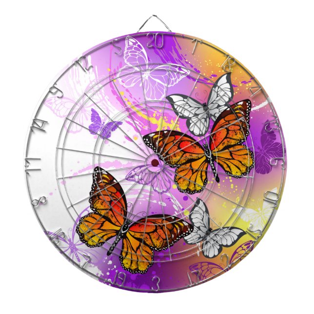Monarch Butterflies on Lila Background Darttavla (Framsidan)