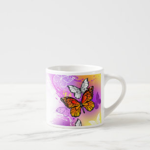 Monarch Butterflies on Lila Background Espressomugg