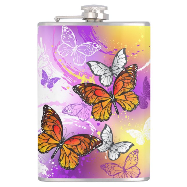 Monarch Butterflies on Lila Background Fickplunta (Framsidan)