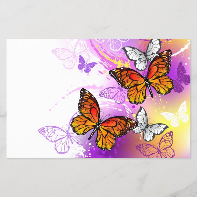 Monarch Butterflies on Lila Background Flygblad (Framsidan)